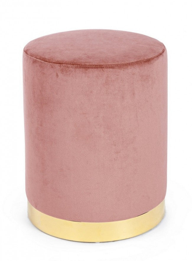 Pouf in Velluto Grigio Moderno da Interno - CLARK Colore: Rosa