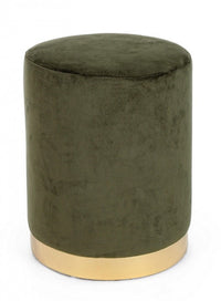 Pouf in Velluto Grigio Moderno da Interno - CLARK Colore: Verde