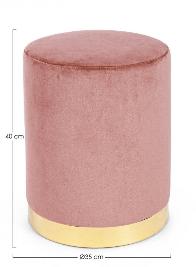 Pouf in Velluto Grigio Moderno da Interno - CLARK Colore: Rosa