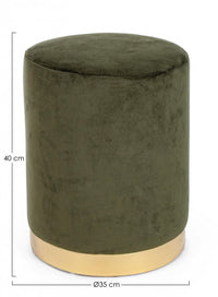 Pouf in Velluto Grigio Moderno da Interno - CLARK Colore: Verde