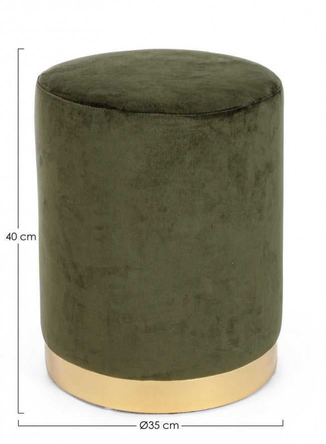 Pouf in Velluto Grigio Moderno da Interno - CLARK Colore: Verde