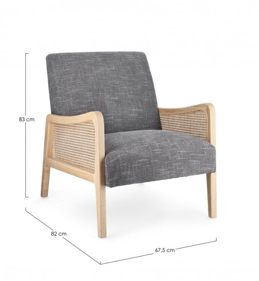 Poltrona Tessuto Grigio Stile Scandinavo da Interno - ZOE Colore: Grigio