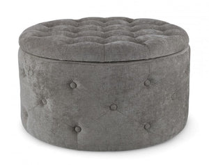 Pouf Contenitore in Tessuto Grigio Moderno da Interno - LEE Colore: Grigio