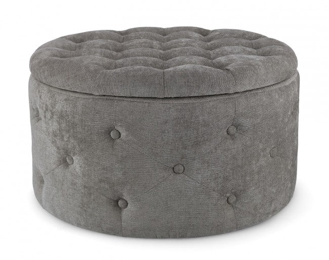 Pouf Contenitore in Tessuto Grigio Moderno da Interno - LEE Colore: Grigio