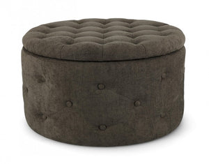 Pouf Contenitore in Tessuto Grigio Moderno da Interno - LEE Colore: Marrone