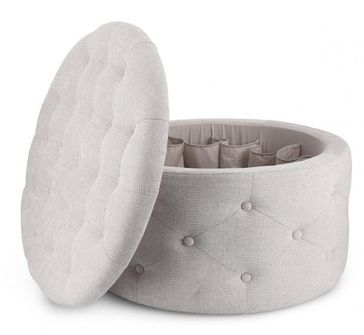 Pouf Contenitore in Tessuto Grigio Moderno da Interno - LEE Colore: Grigio