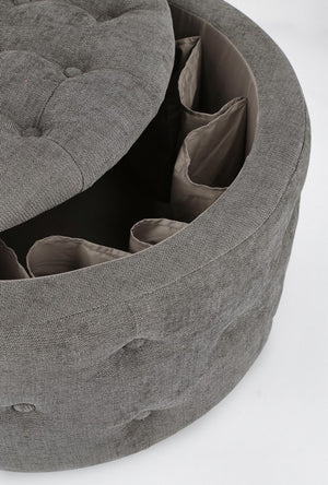 Pouf Contenitore in Tessuto Grigio Moderno da Interno - LEE Colore: Grigio