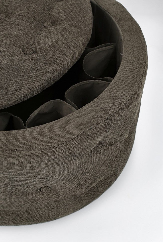 Pouf Contenitore in Tessuto Grigio Moderno da Interno - LEE Colore: Marrone