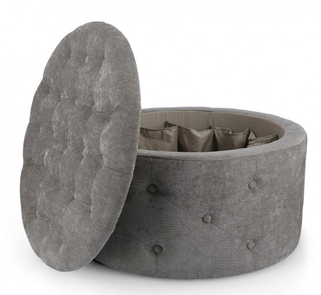 Pouf Contenitore in Tessuto Grigio Moderno da Interno - LEE Colore: Grigio