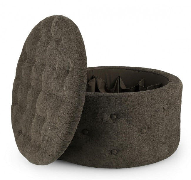 Pouf Contenitore in Tessuto Grigio Moderno da Interno - LEE Colore: Marrone