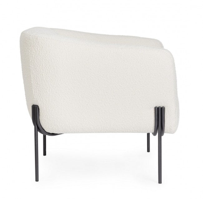 Poltrona Bouclé Grigia Moderna da Interno - SONIA Colore: Bianco