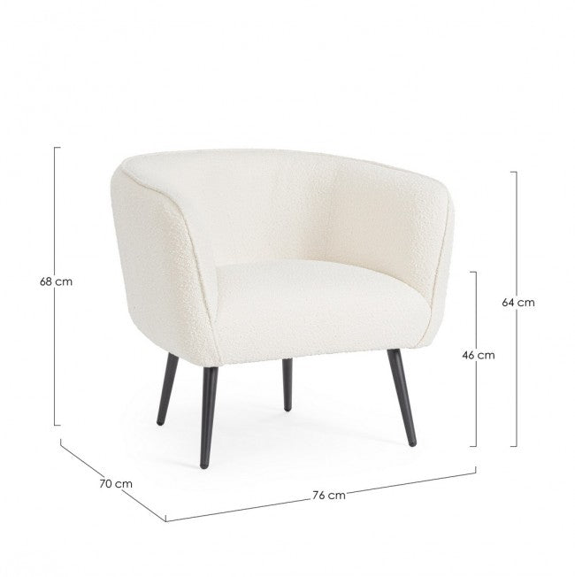 Poltrona in Bouclé Bianco Scandinavo da Interno - AVERY Colore: Bianco