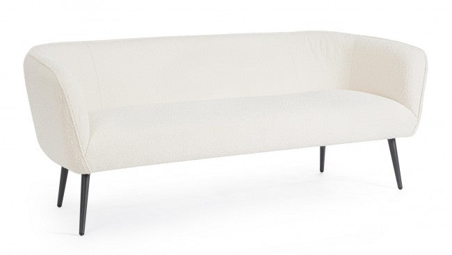 Divano Bouclé Bianco Moderno da Interno - AVERY Colore: Bianco, Dimensione: 3 posti