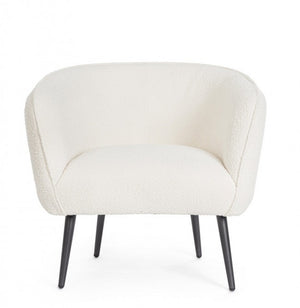 Poltrona in Bouclé Bianco Scandinavo da Interno - AVERY Colore: Bianco
