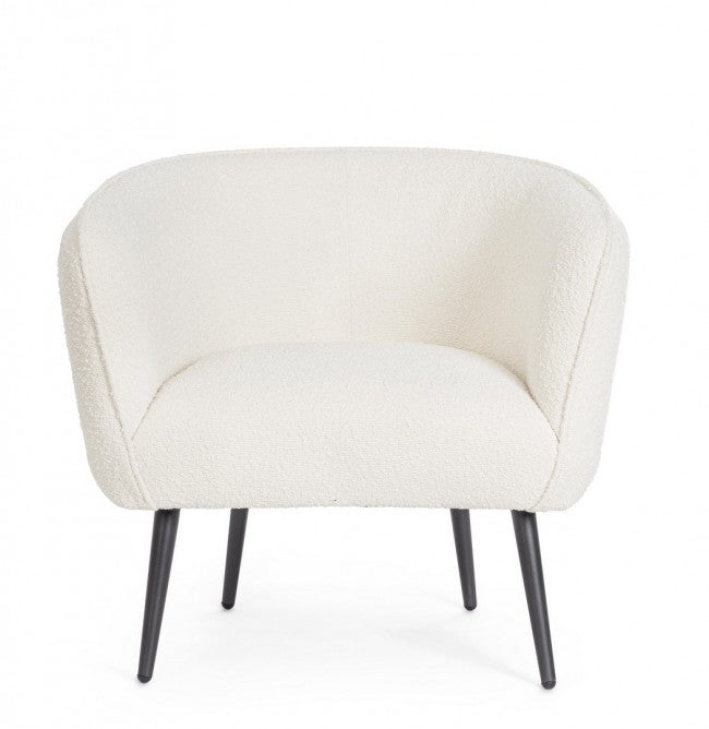 Poltrona in Bouclé Bianco Scandinavo da Interno - AVERY Colore: Bianco