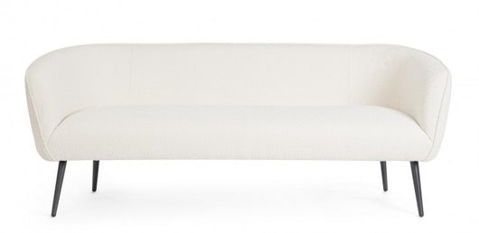 Divano Bouclé Bianco Moderno da Interno - AVERY Colore: Bianco, Dimensione: 3 posti