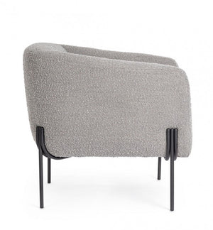 Poltrona Bouclé Grigia Moderna da Interno - SONIA Colore: Grigio