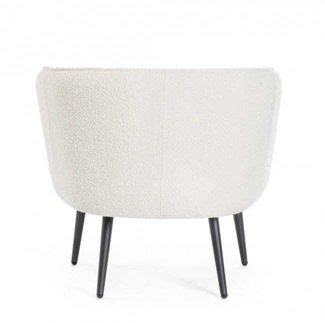 Poltrona in Bouclé Bianco Scandinavo da Interno - AVERY Colore: Bianco