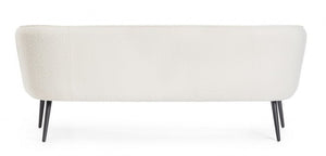 Divano Bouclé Bianco Moderno da Interno - AVERY Colore: Bianco, Dimensione: 3 posti