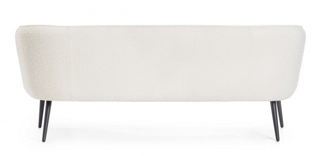 Divano Bouclé Bianco Moderno da Interno - AVERY Colore: Bianco, Dimensione: 3 posti