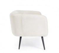 Divano Bouclé Bianco Moderno da Interno - AVERY Colore: Bianco, Dimensione: 3 posti