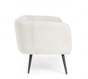 Divano Bouclé Bianco Moderno da Interno - AVERY Colore: Bianco, Dimensione: 3 posti