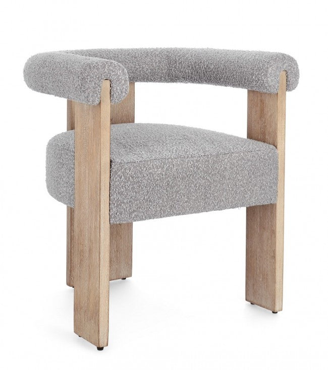 Sedia Design in Bouclé Grigio Moderno da Interno - GORDON Colore: Grigio