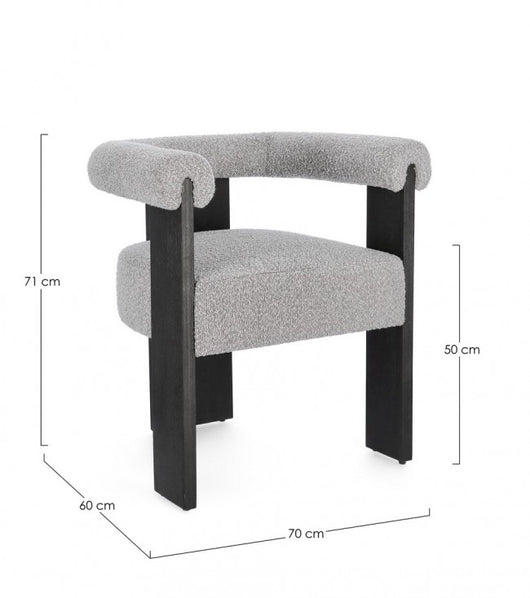 Sedia Design in Bouclé Grigio Moderno da Interno - GORDON Colore: Nero