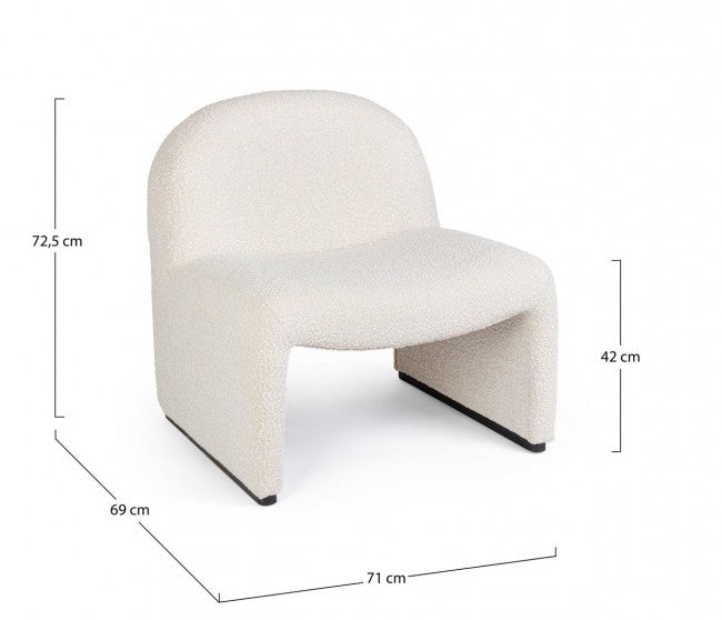 Poltrona Bouclè Grigio Moderna da Interni - RENATA Colore: Marrone