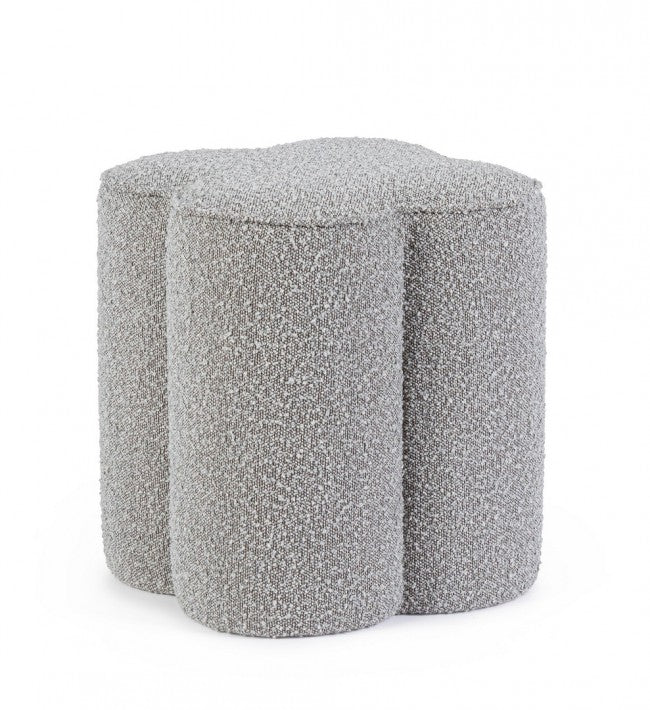 Pouf in Bouclé Grigio Moderno da Interno - WALKER Colore: Grigio