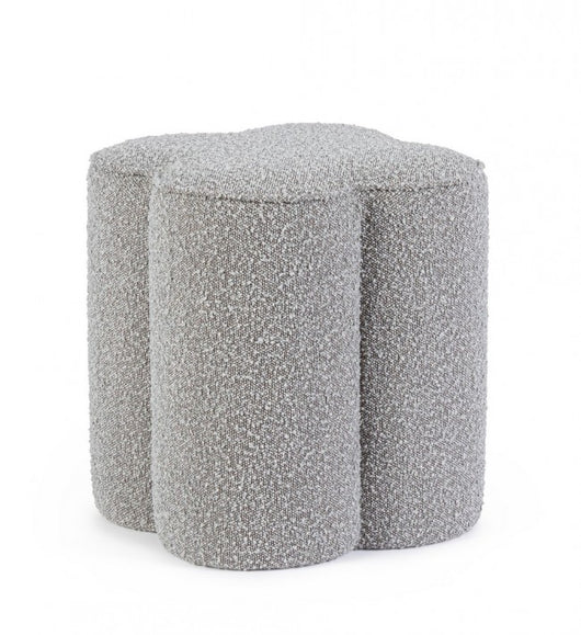 Pouf in Bouclé Grigio Moderno da Interno - WALKER Colore: Grigio