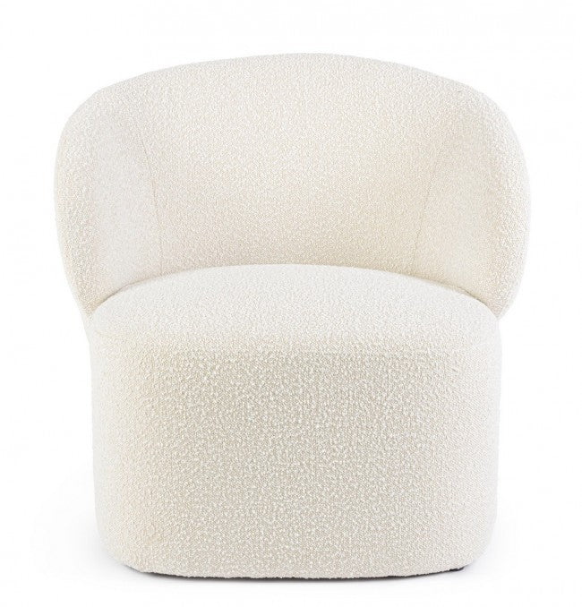 Poltrona Bouclé Bianco Moderno da Interno - RENATA Colore: Marrone