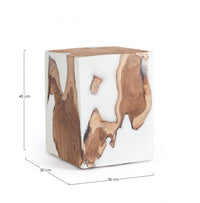 Tavolino in Teak Bianco Moderno da Interno 30x30 - FROSTY