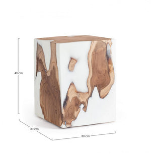 Tavolino in Teak Bianco Moderno da Interno 30x30 - FROSTY