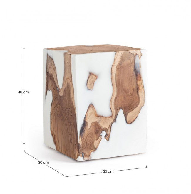 Tavolino in Teak Bianco Moderno da Interno 30x30 - FROSTY