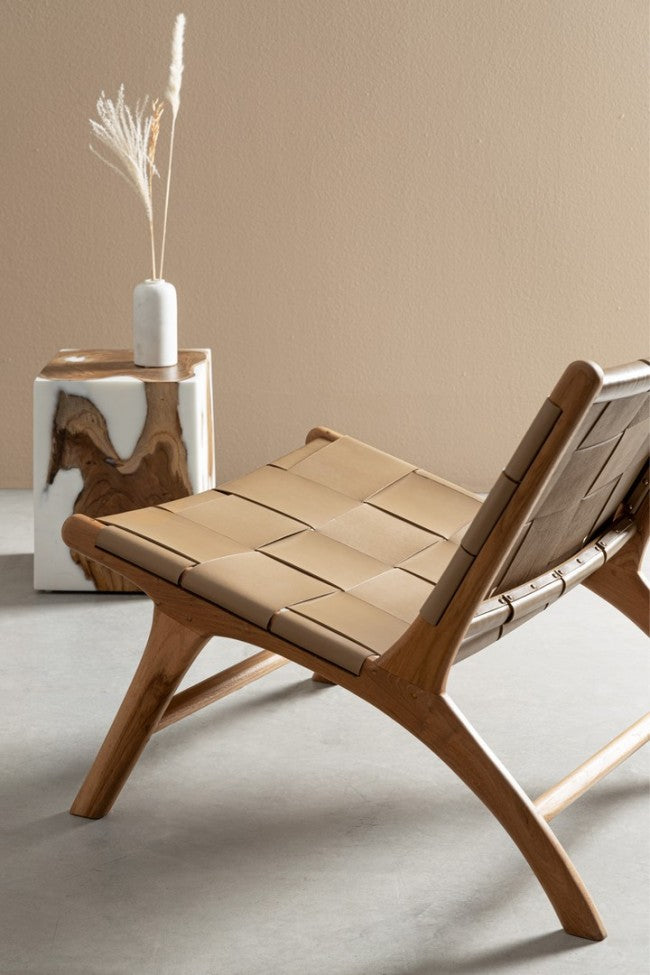 Tavolino in Teak Bianco Moderno da Interno 30x30 - FROSTY