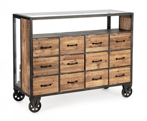 Cassettiera Legno Naturale Industriale da Interno H95,5 - LIDIA