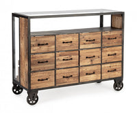 Cassettiera Legno Naturale Industriale da Interno H95,5 - LIDIA