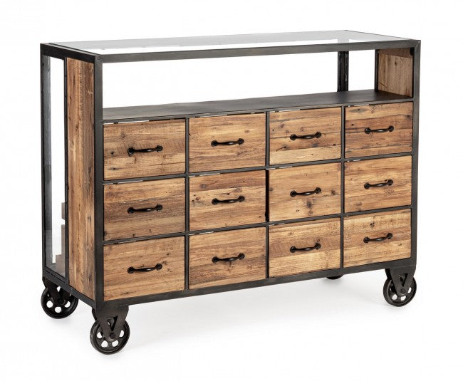 Cassettiera Legno Naturale Industriale da Interno H95,5 - LIDIA