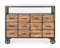 Cassettiera Legno Naturale Industriale da Interno H95,5 - LIDIA