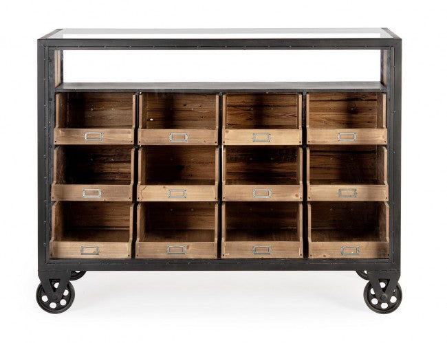 Cassettiera Legno Naturale Industriale da Interno H95,5 - LIDIA