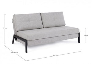 Divano Letto 2 Posti Acciaio Beige Moderno da Interno - ASHTON