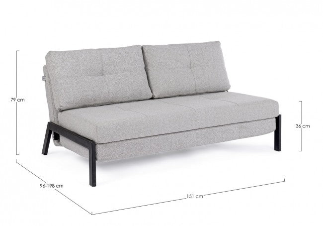 Divano Letto 2 Posti Acciaio Beige Moderno da Interno - ASHTON