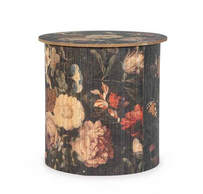Tavolino Legno Grigio Scuro Floreale da Interno 40cm - NIPPON BAMBOO