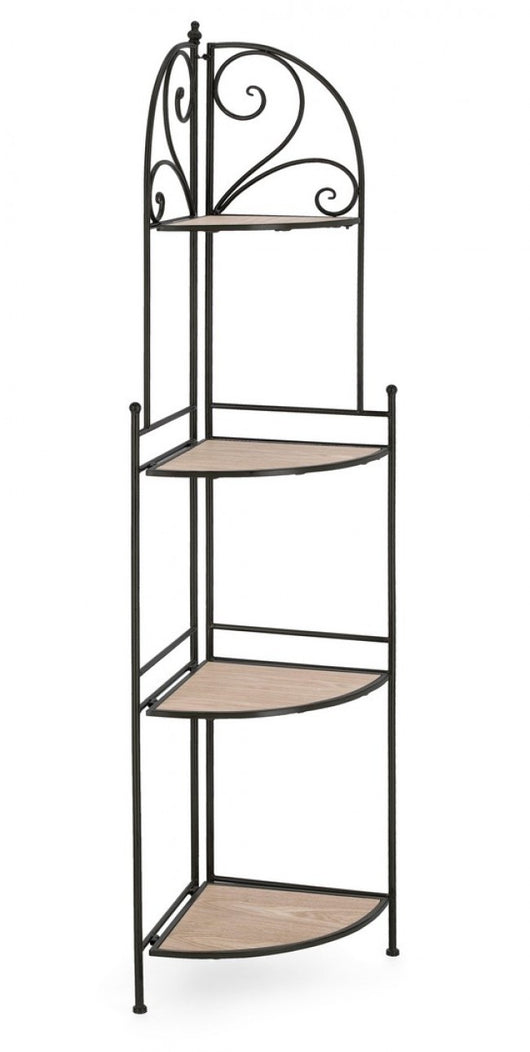 Angoliera 4 Piani Acciaio Nero da Interno - GISELLE