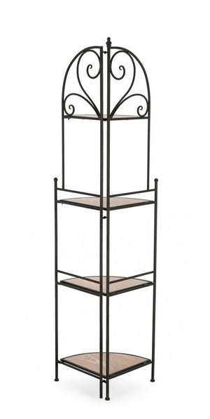 Angoliera 4 Piani Acciaio Nero da Interno - GISELLE