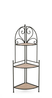 Angoliera 3 Piani Acciaio Nero Stile Rustico da Interno - GISELLE