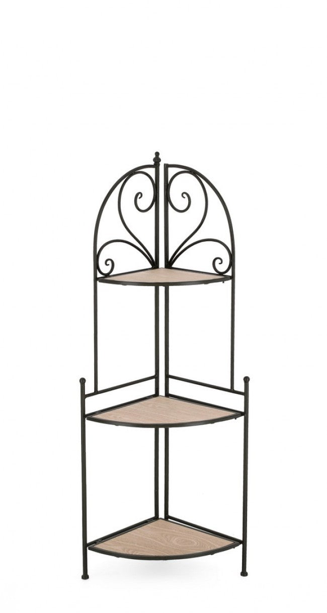 Angoliera 3 Piani Acciaio Nero Stile Rustico da Interno - GISELLE