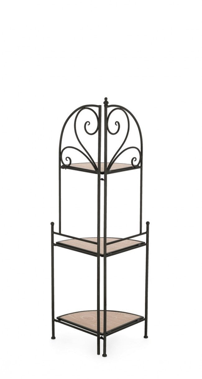 Angoliera 3 Piani Acciaio Nero Stile Rustico da Interno - GISELLE