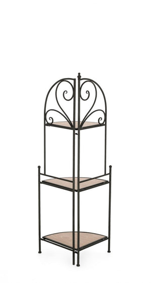 Angoliera 3 Piani Acciaio Nero Stile Rustico da Interno - GISELLE